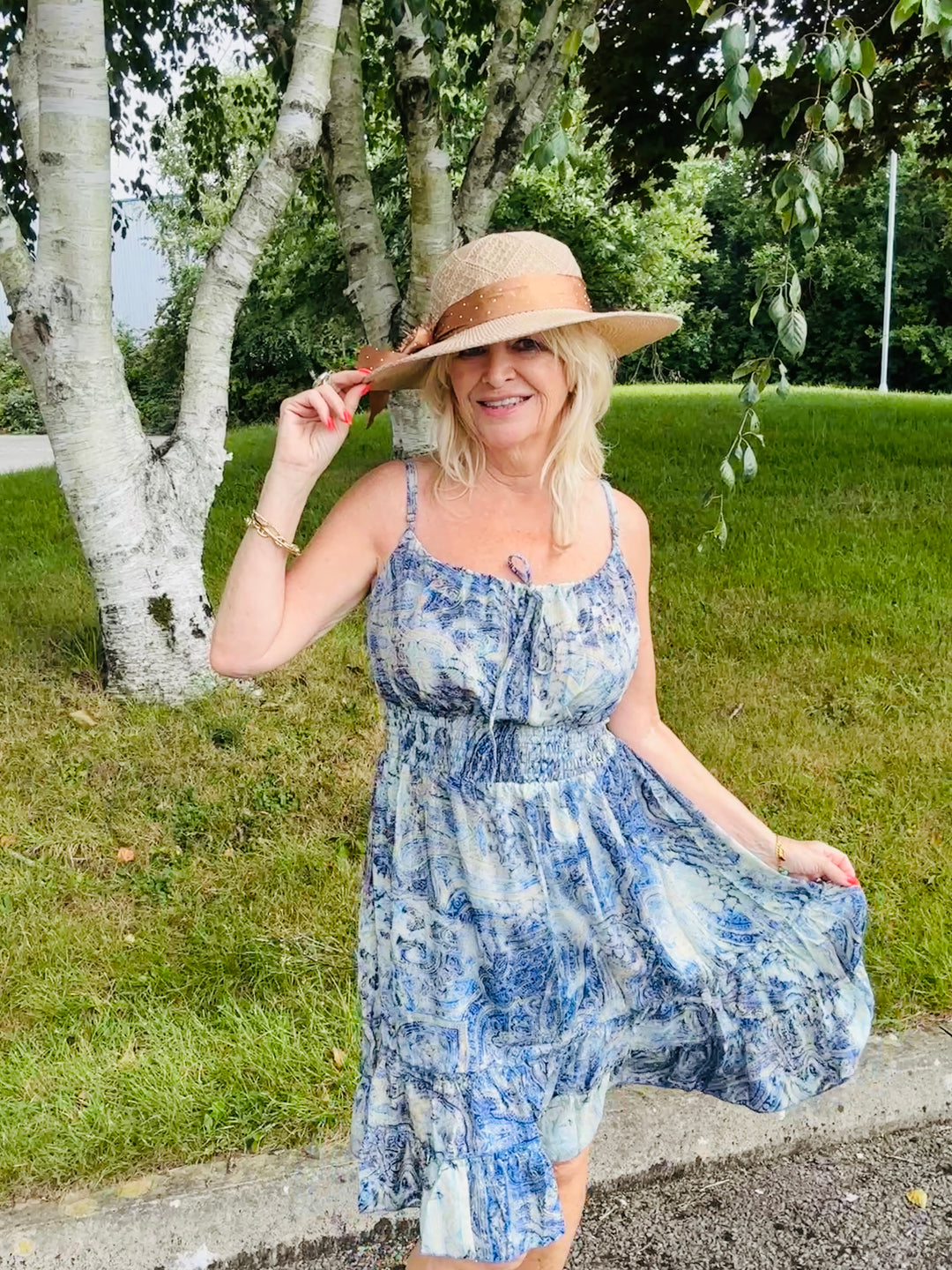 Niki Short Dress Paisley Blue