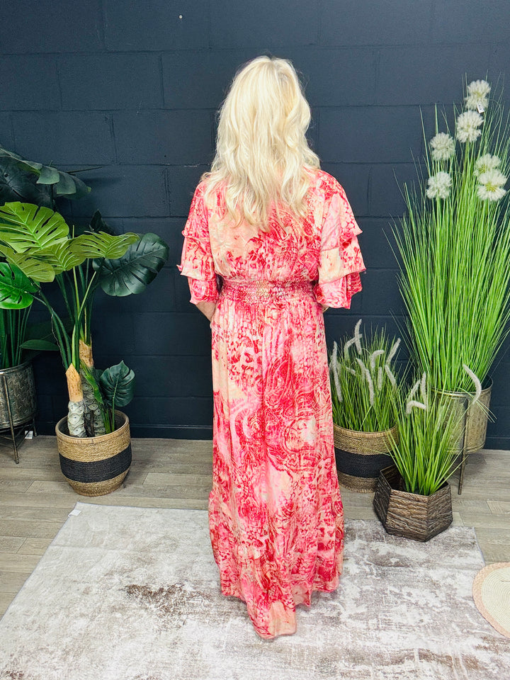 Taj Printed Maxi Dress Fuchsia