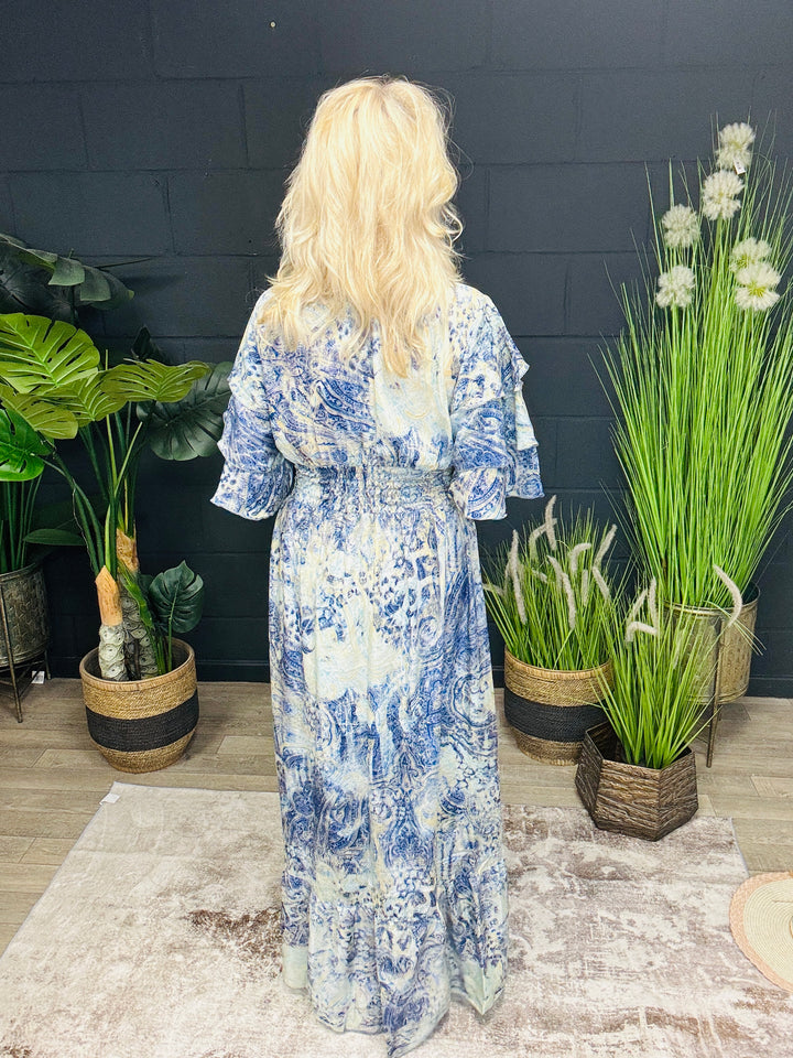 Taj Printed Maxi Dress Paisley Blue