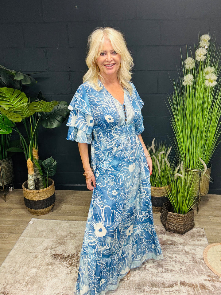 Taj Printed Maxi Dress Blue