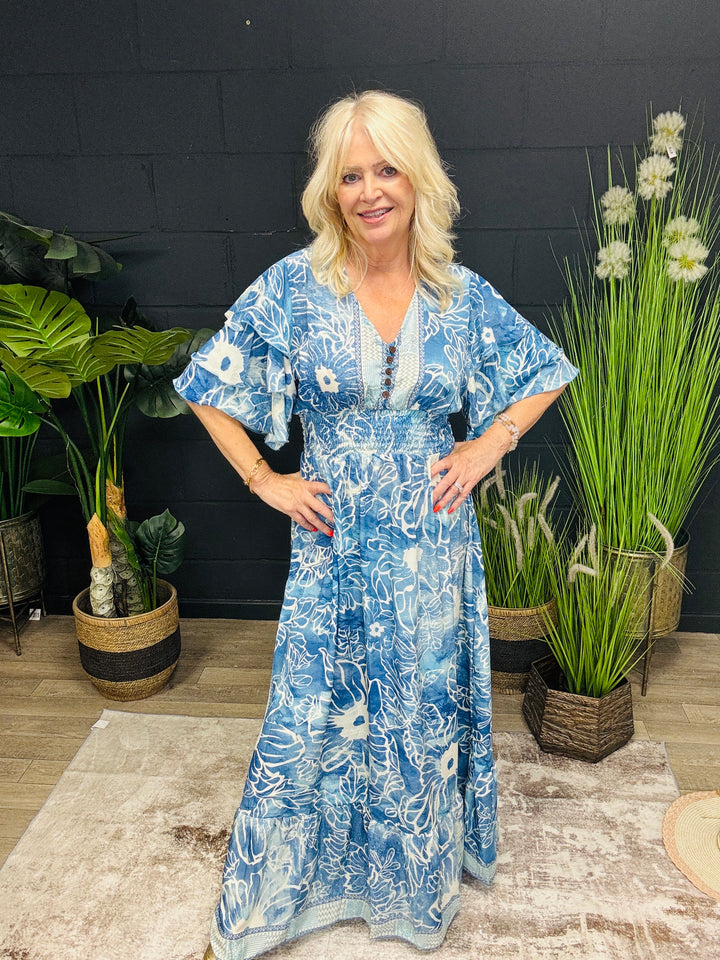 Taj Printed Maxi Dress Blue