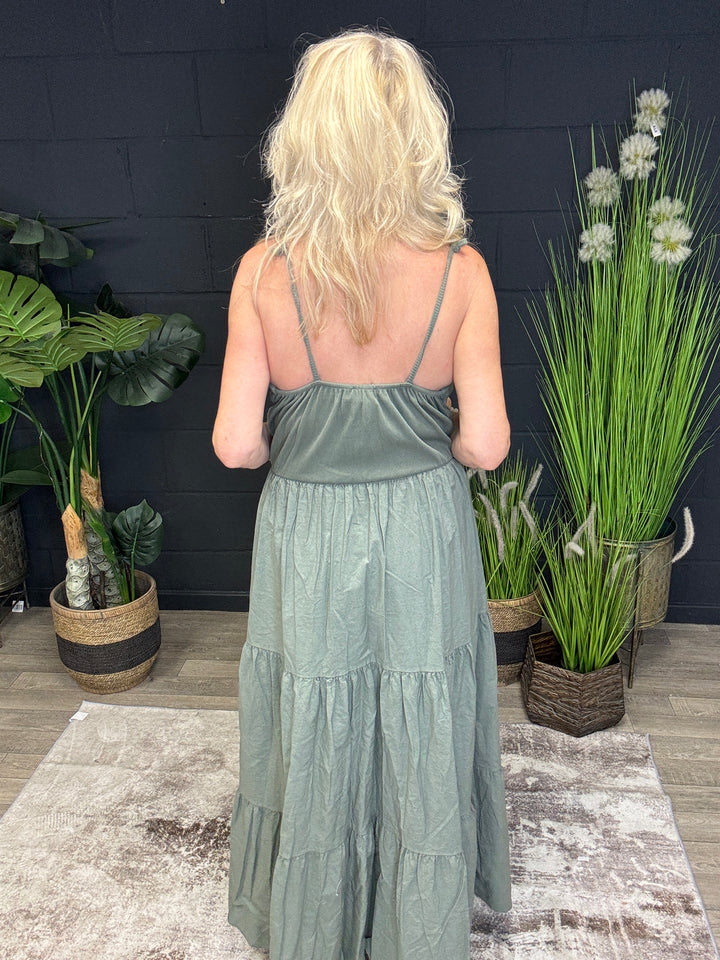 Dominique Tiered Dress Khaki