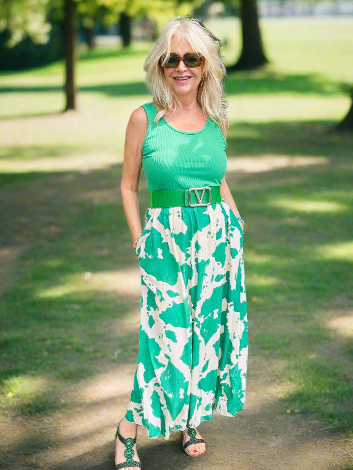 Cow Print Venus Dress Emerald