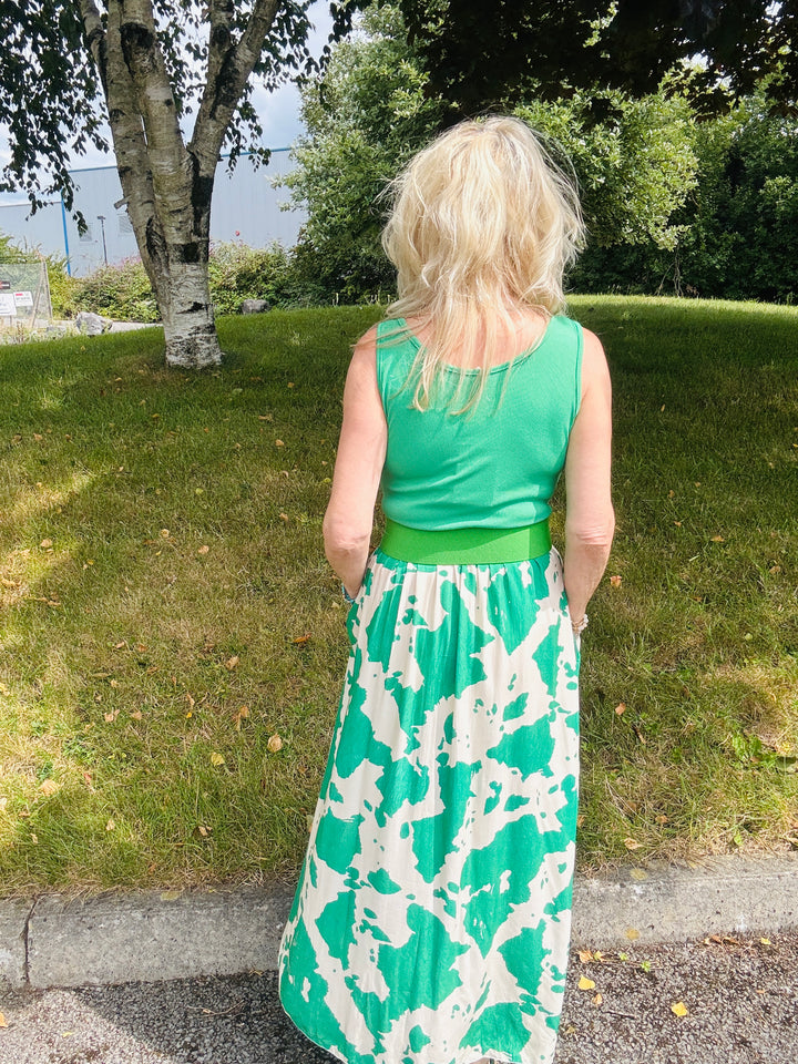 Cow Print Venus Dress Emerald