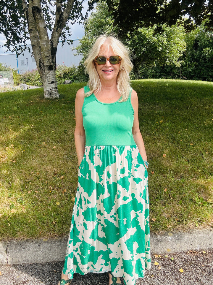 Cow Print Venus Dress Emerald