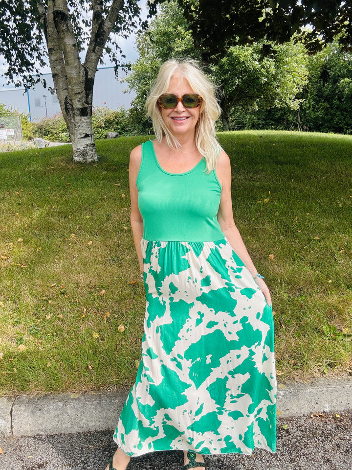 Cow Print Venus Dress Emerald