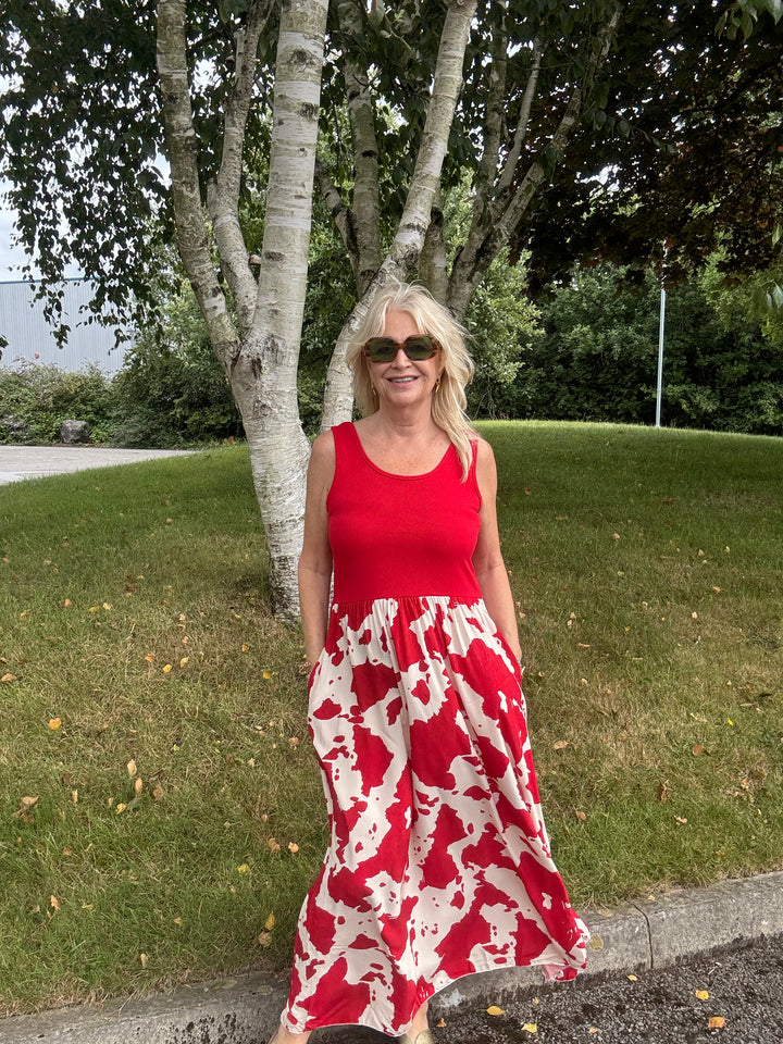 Cow Print Venus Dress Red