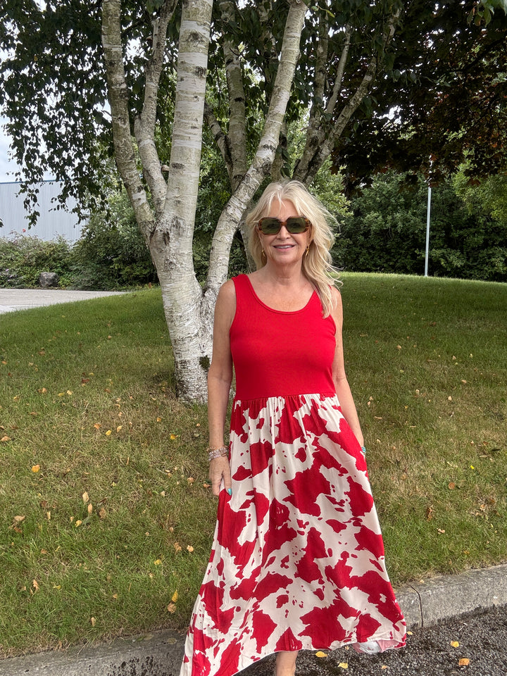 Cow Print Venus Dress Red