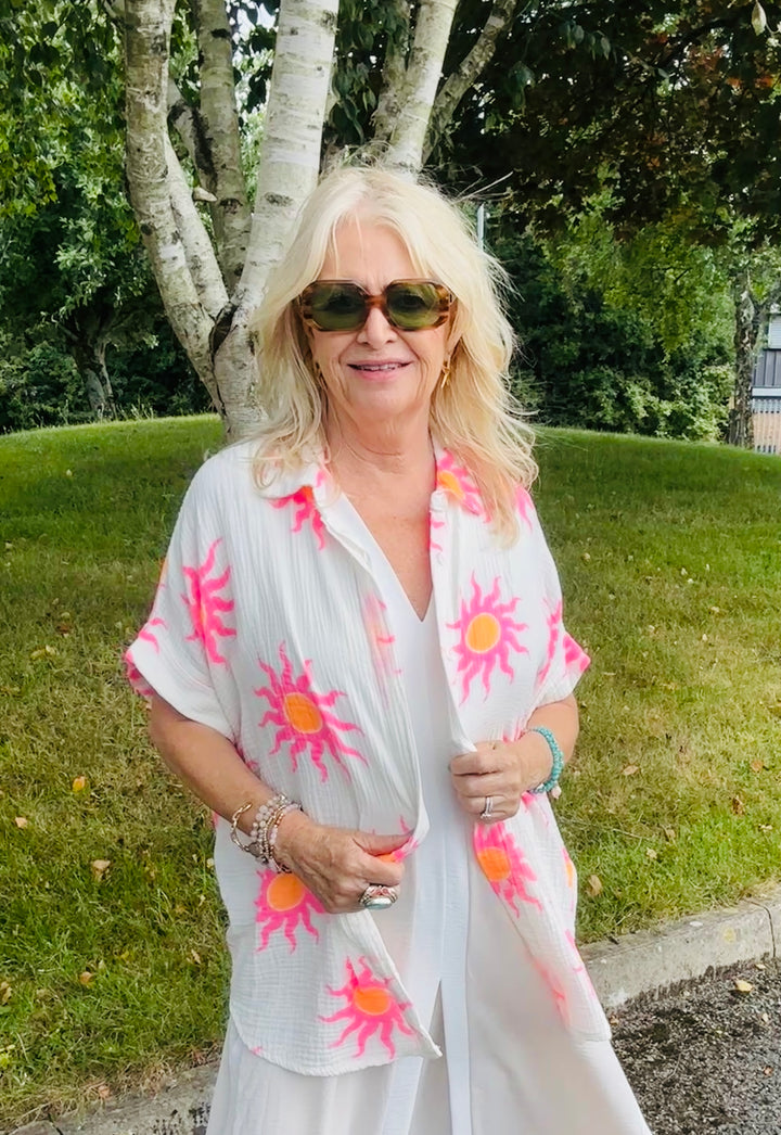 Sunburst Shirt White/Pink