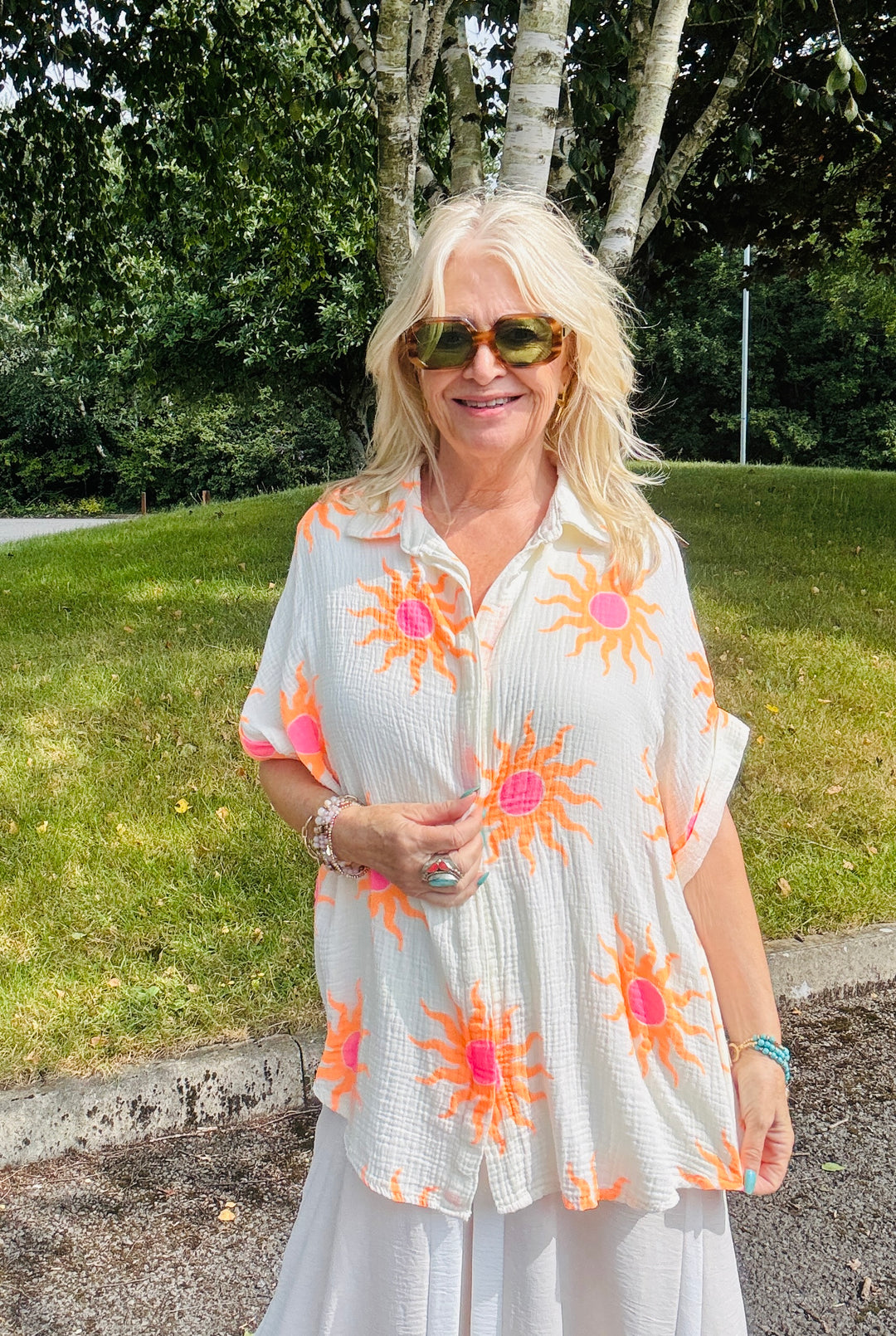 Sunburst Shirt Cream/Orange