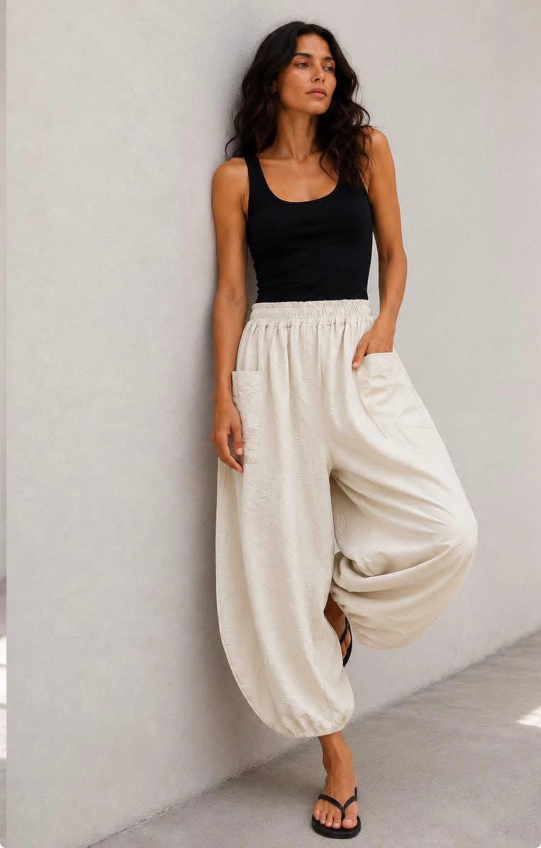 Tahlia Barrel Leg Trousers Beige