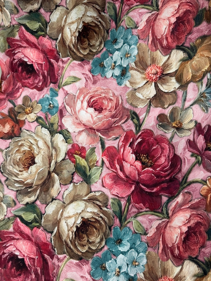 Posie Floral Print Silky Trouser Pink