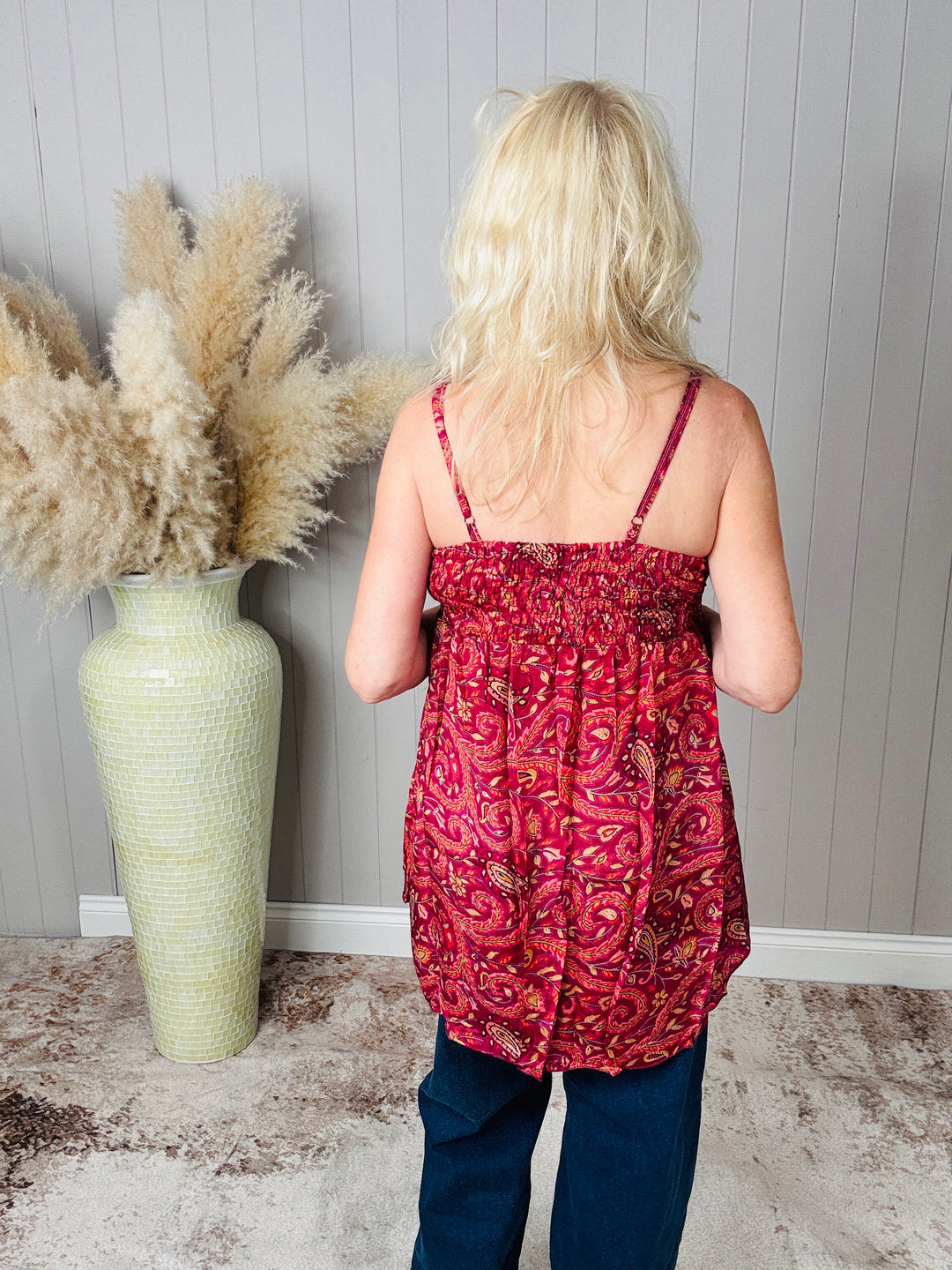 Madeline Print Tunic Top Cranberry