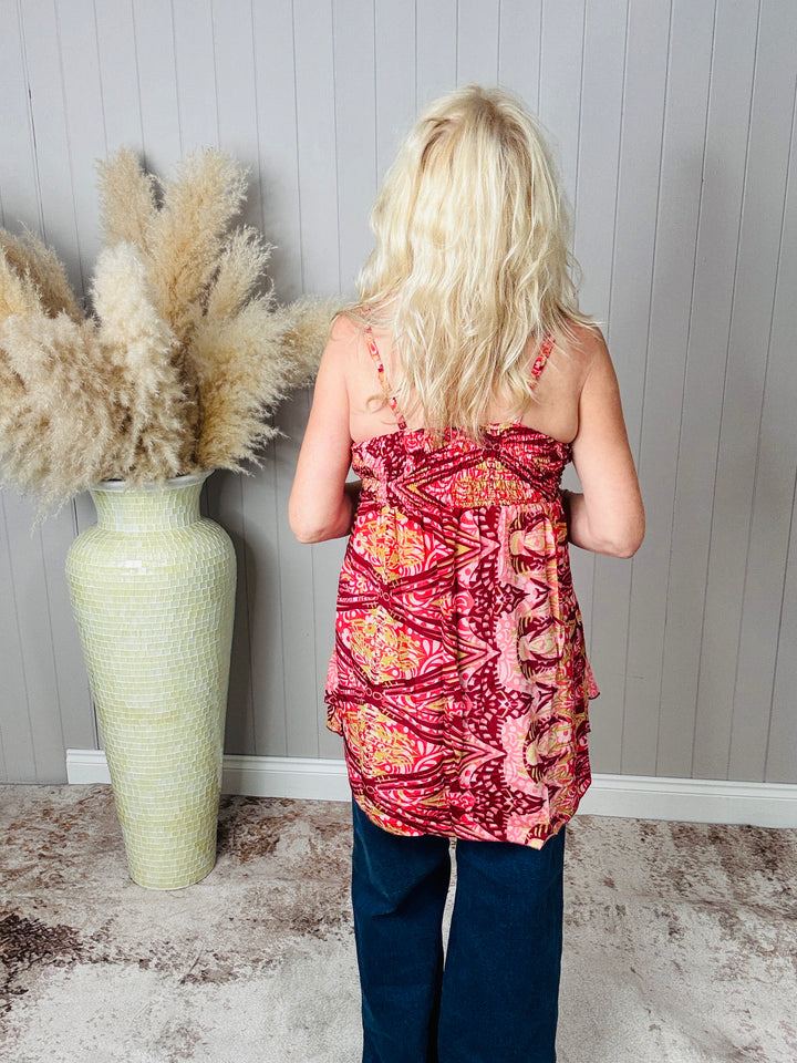 Madeline Print Tunic Top Plum