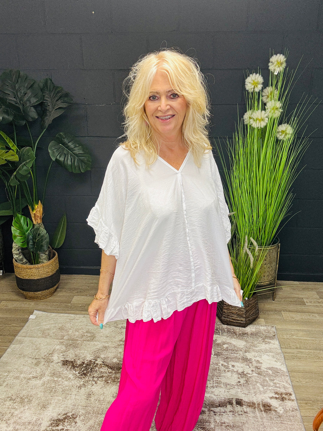 Fiora Frill Top White