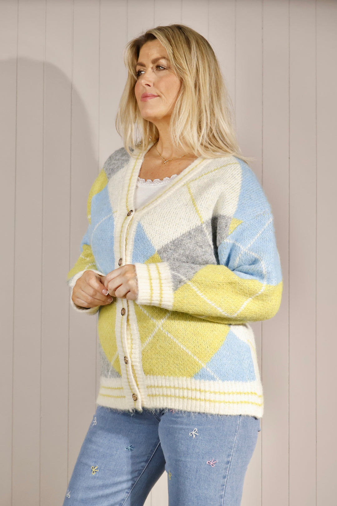 Astrid Argyle Cardigan Pistachio
