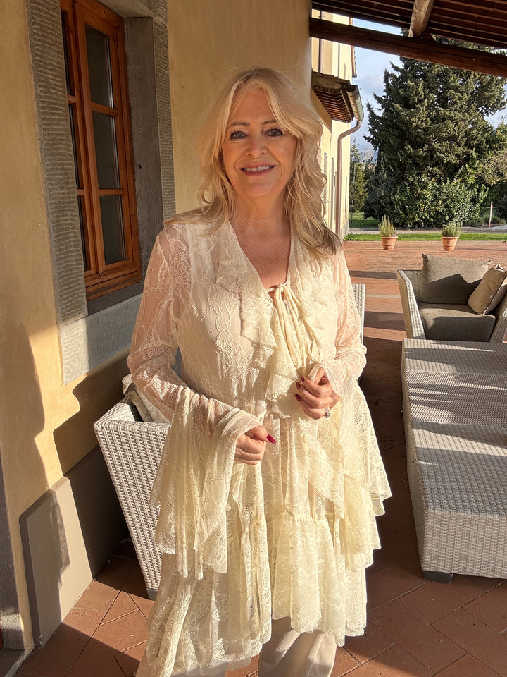 Fiorenza Ruffle Lace Tunic Vanilla
