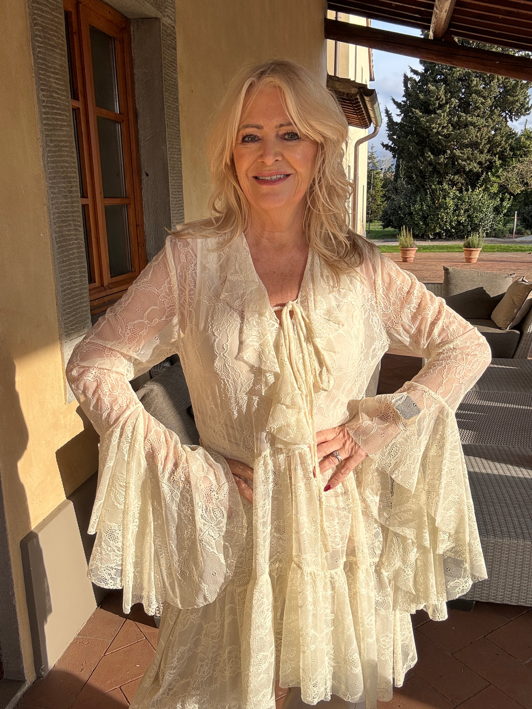 Fiorenza Ruffle Lace Tunic Vanilla