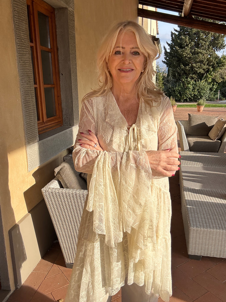 Fiorenza Ruffle Lace Tunic Vanilla