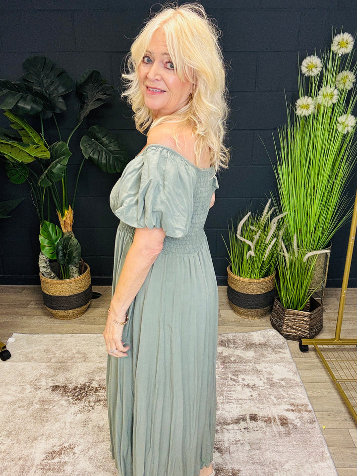 Angie Midaxi Dress Khaki