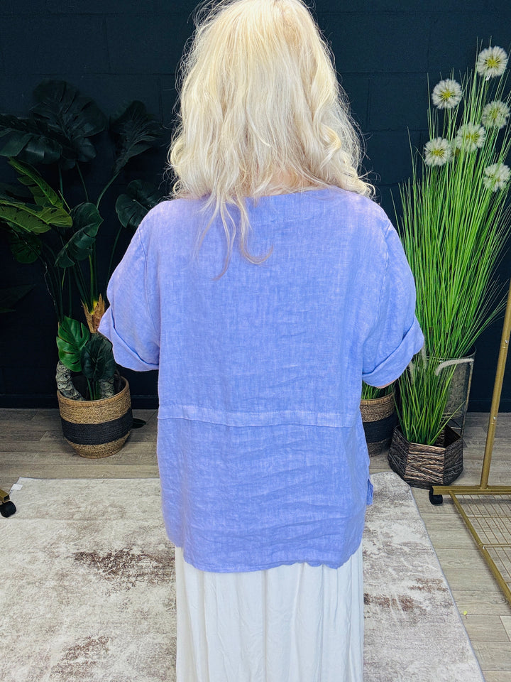 Short Sleeve Linen Jacket Lilac
