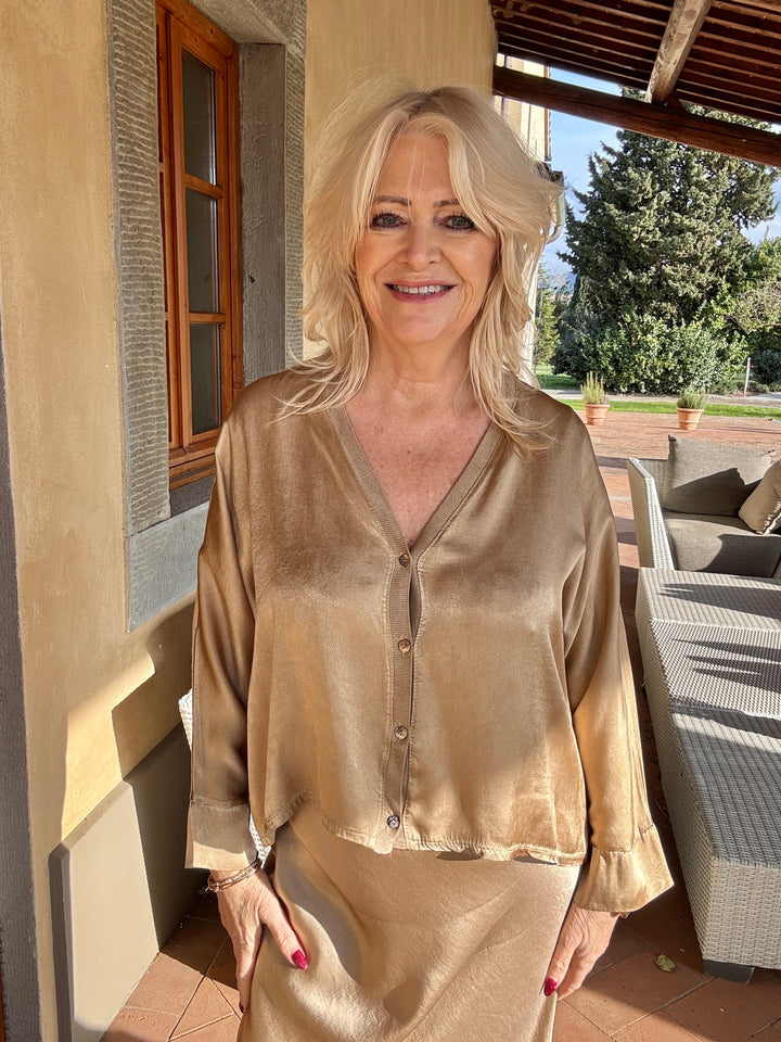 Orietta Silky Cardigan Champagne