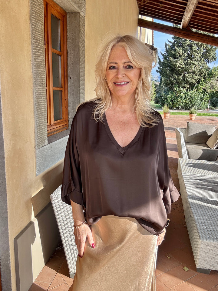 Orietta Silky Slouch Top Chocolate