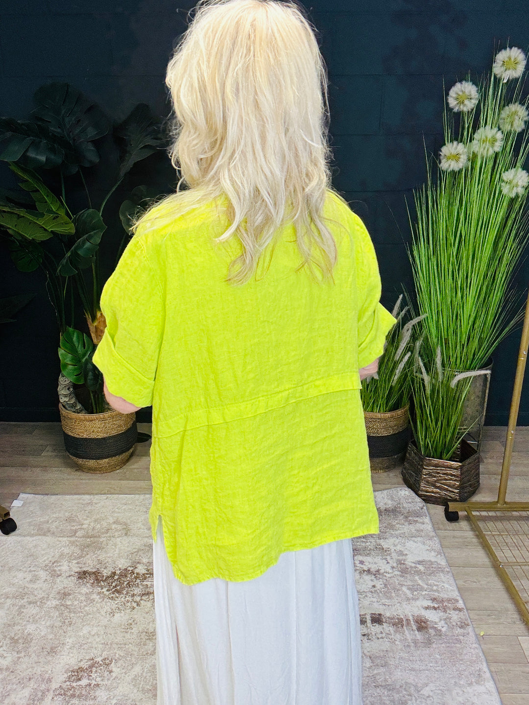 Short Sleeve Linen Jacket Lime