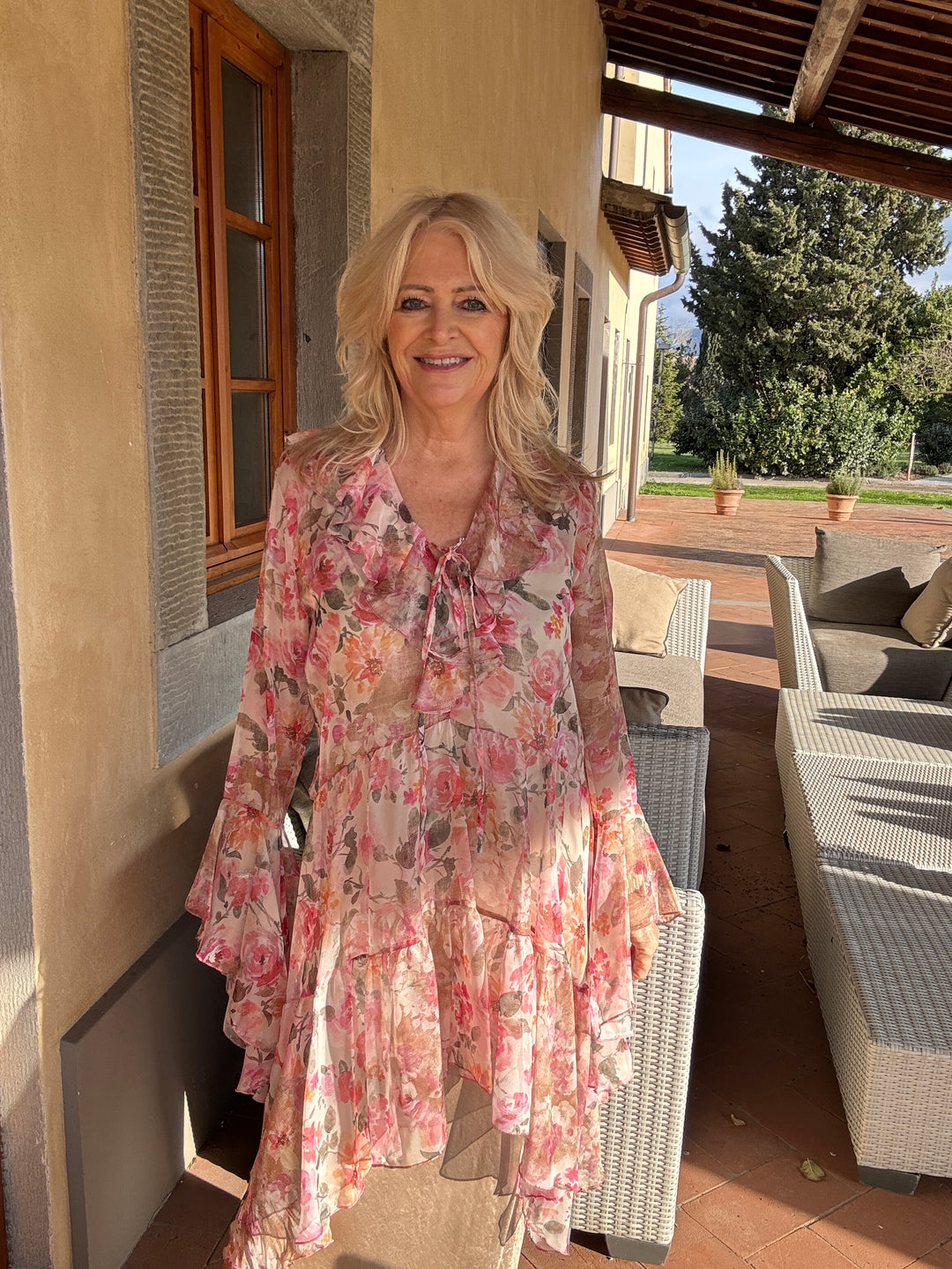 Roseanna Floral Ruffle Tunic Pink