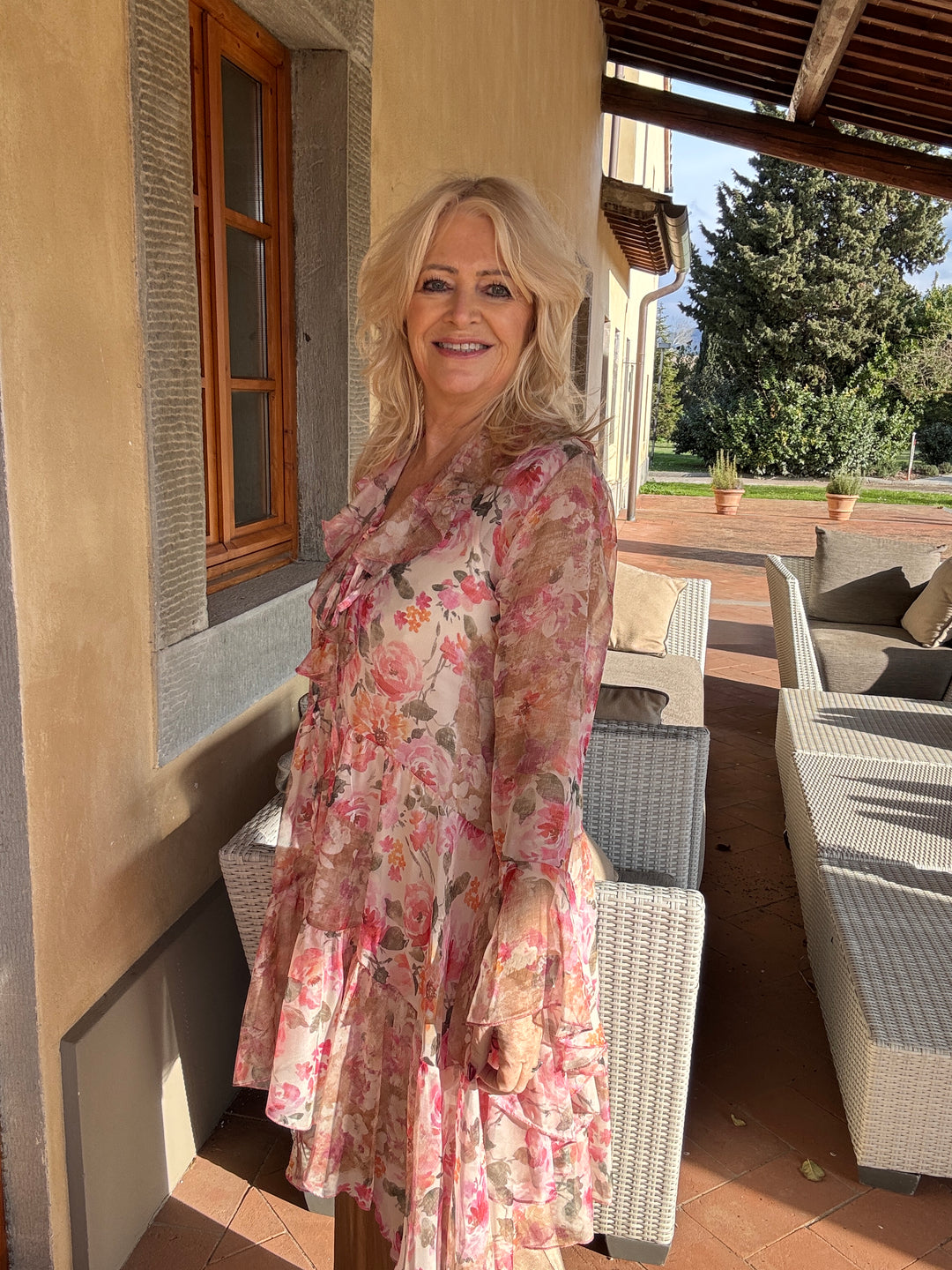 Roseanna Floral Ruffle Tunic Pink