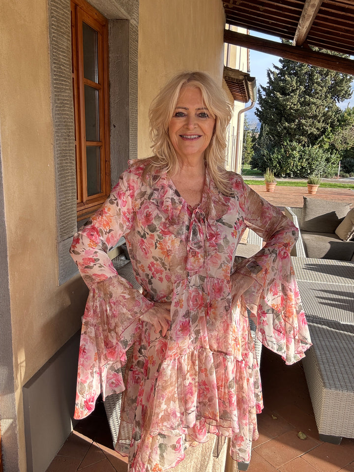 Roseanna Floral Ruffle Tunic Pink