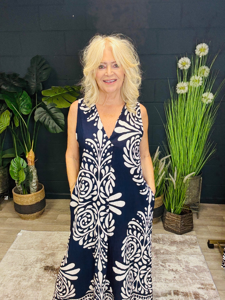 Lara Navy & Cream Dress