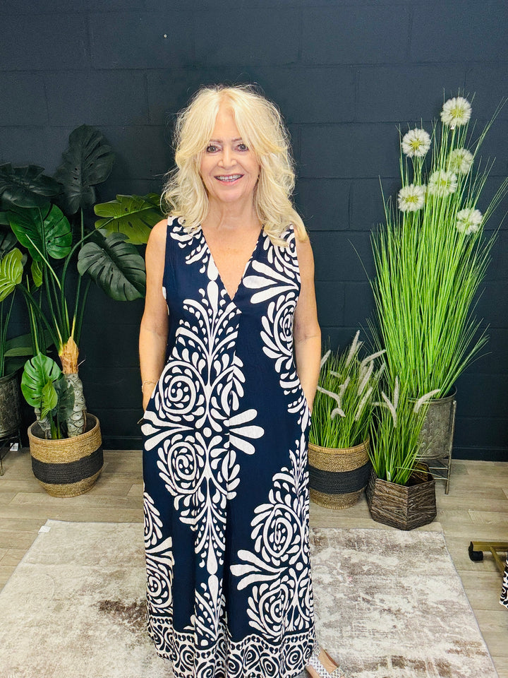 Lara Navy & Cream Dress