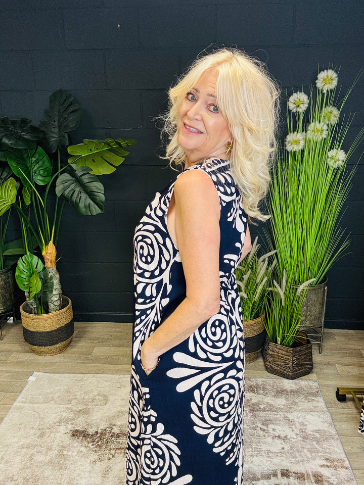 Lara Navy & Cream Dress