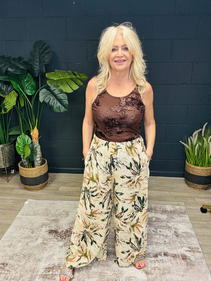 Tropical Print Palazzo Trousers