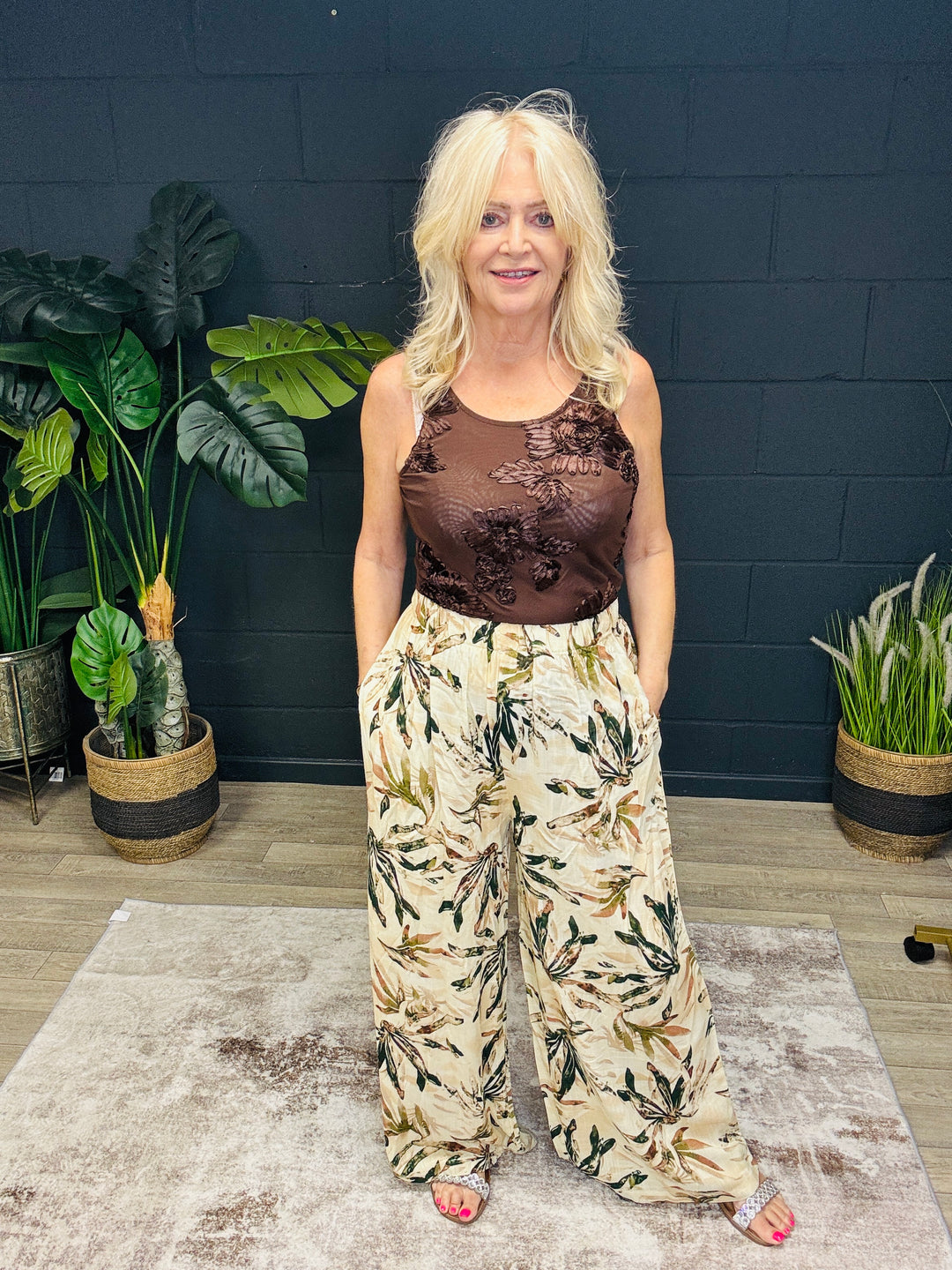 Tropical Print Palazzo Trousers