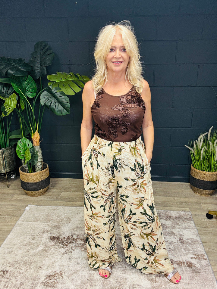 Tropical Print Palazzo Trousers