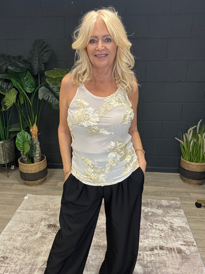 Floral Embossed Cami Top Cream
