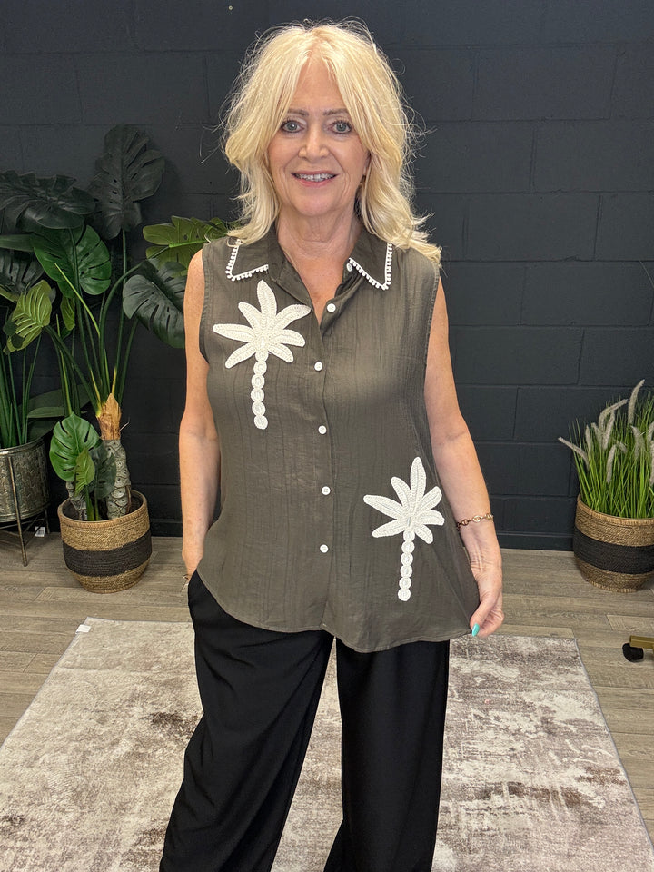 Palm Tree Blouse Chocolate