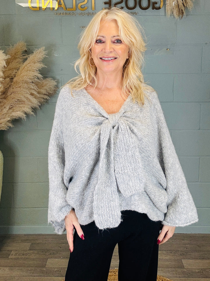 Bella Bow Jumper Grey