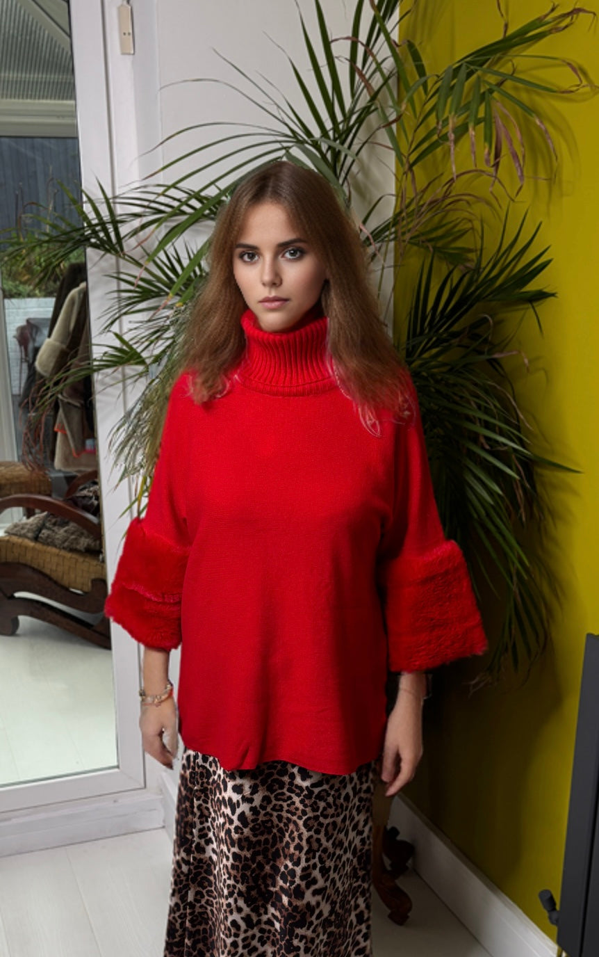 Isabelle Cowl Luxe Jumper Red