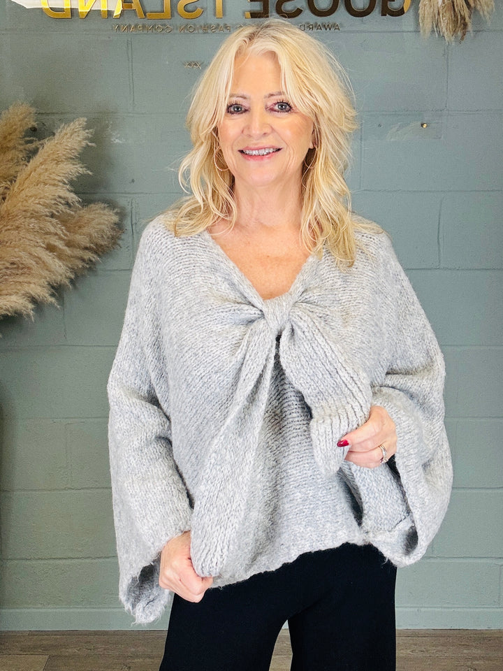 Bella Bow Jumper Grey