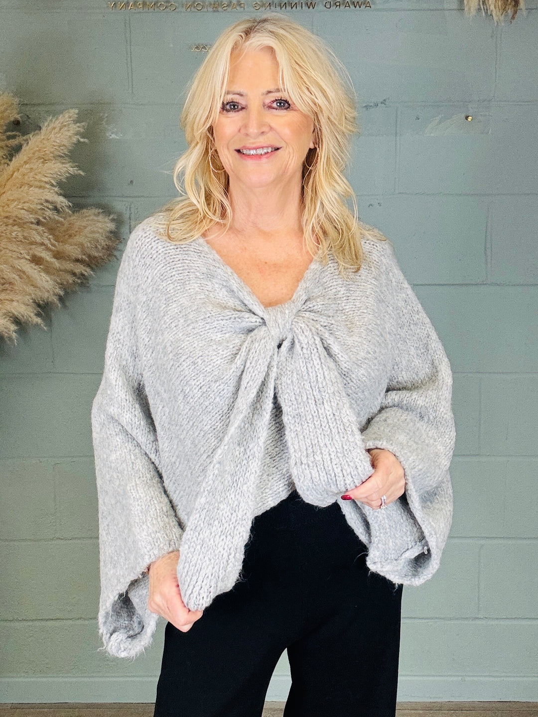 Bella Bow Jumper Grey