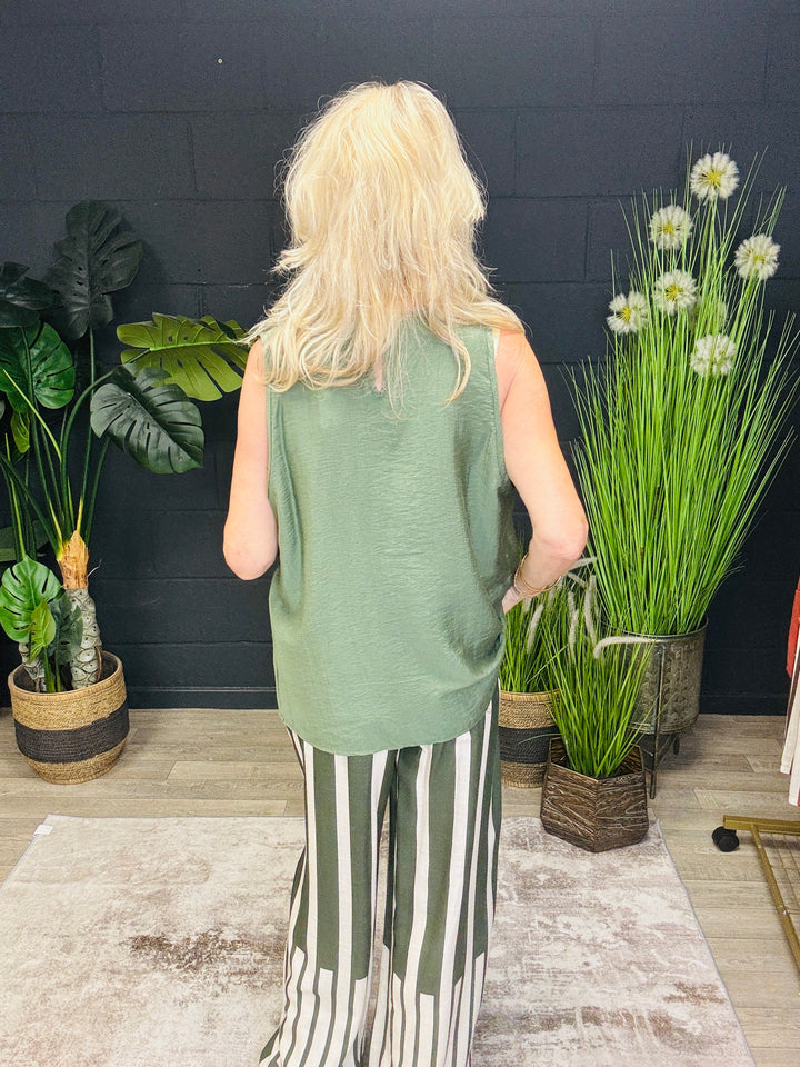 Drape Sleeveless Top Khaki