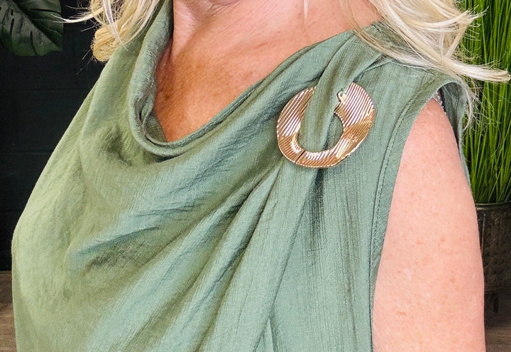 Drape Sleeveless Top Khaki