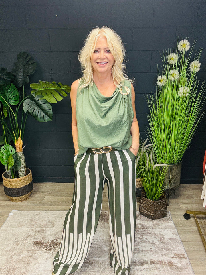 Drape Sleeveless Top Khaki