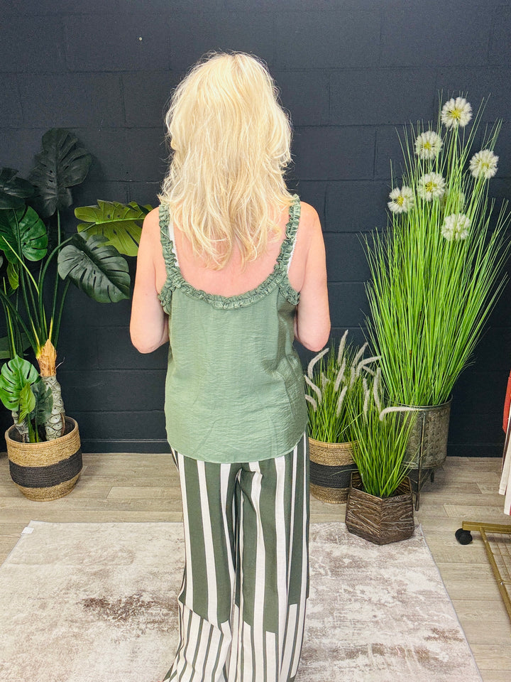 Tania Frill Edge Cami Top Khaki
