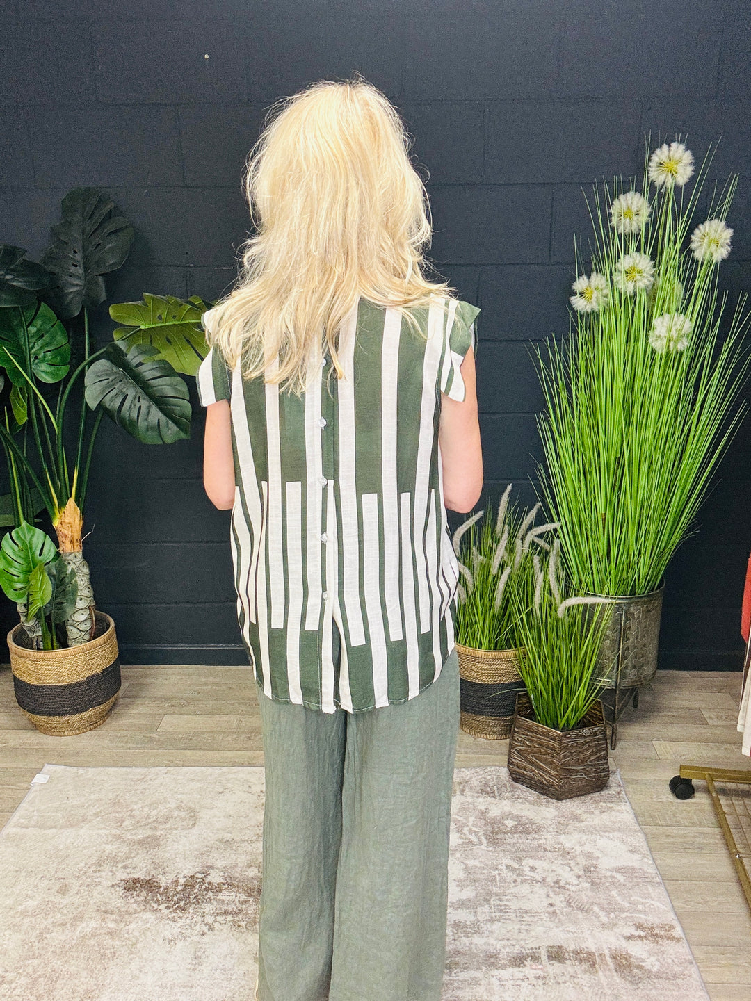 Stripe Khaki & Cream Top