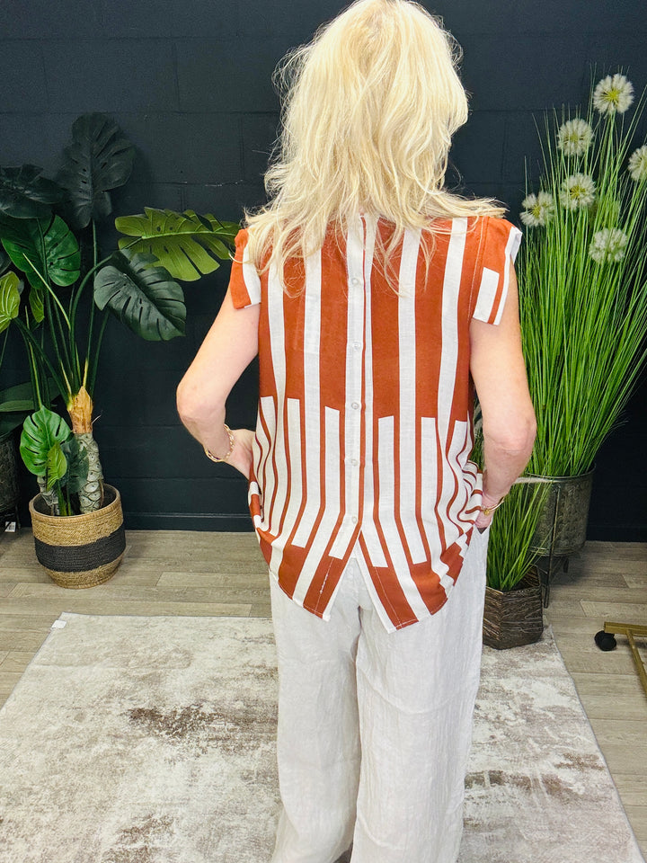 Rust and Cream Stripe Top