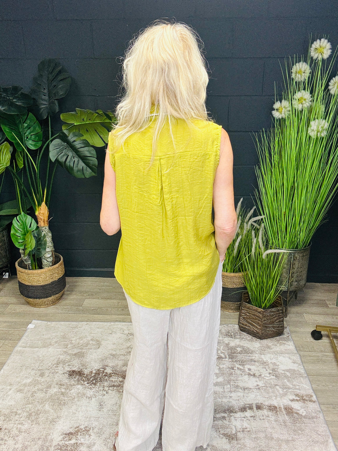 Palm Tree Blouse Lime